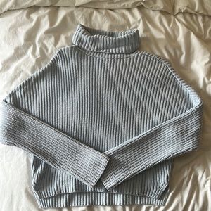 Abercrombie Ribbed Turtleneck Sweater in Light Blue